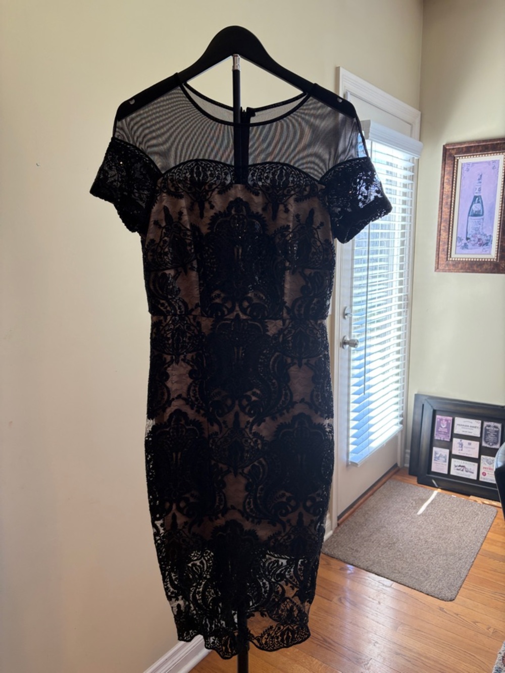 Jax Black Lace Midi Dress with Nude Lining
